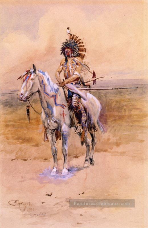 guerrier Mandan 1906 Charles Marion Russell Peintures à l'huile